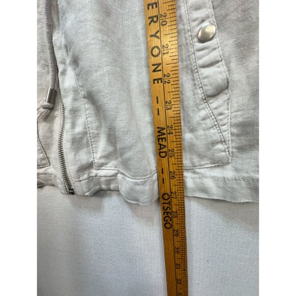 Old Navy Utility Jaacket Womens Size M Beige Cinched Waist Full Zip High Neck - Picture 7 of 12